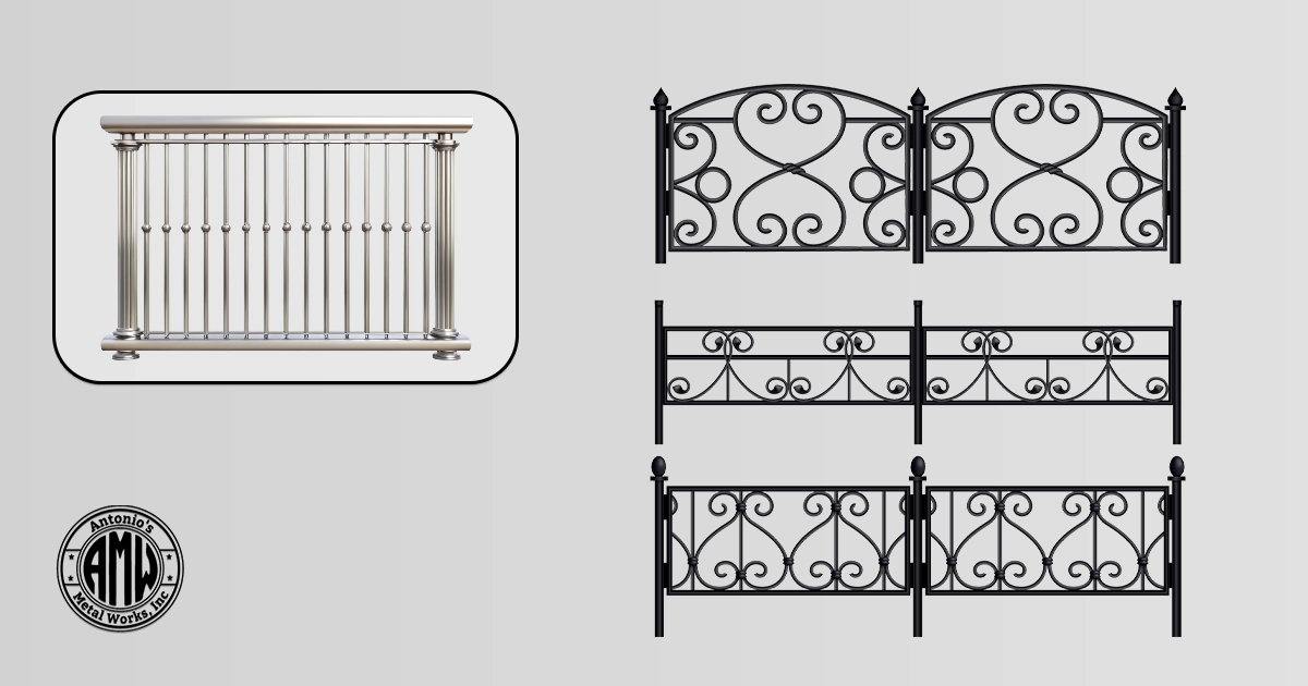 Banner showing railing and custom metal designs for Metal Fabrication.