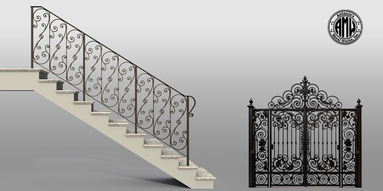 Artistic wrought iron work featuring detailed metal craftsmanship